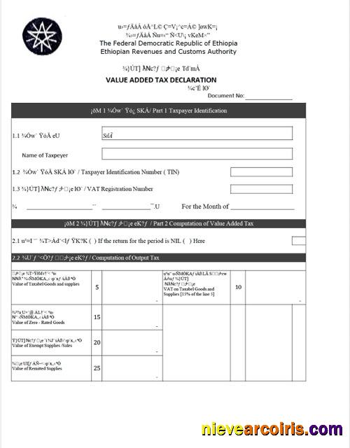 Ethiopia value added tax declaration
